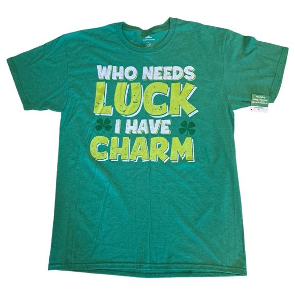 🪻BOGO🪻 "Who Needs Luck I Have Charm" St. Patrick's Day T-Shirt Size L‎ - Picture 1 of 4